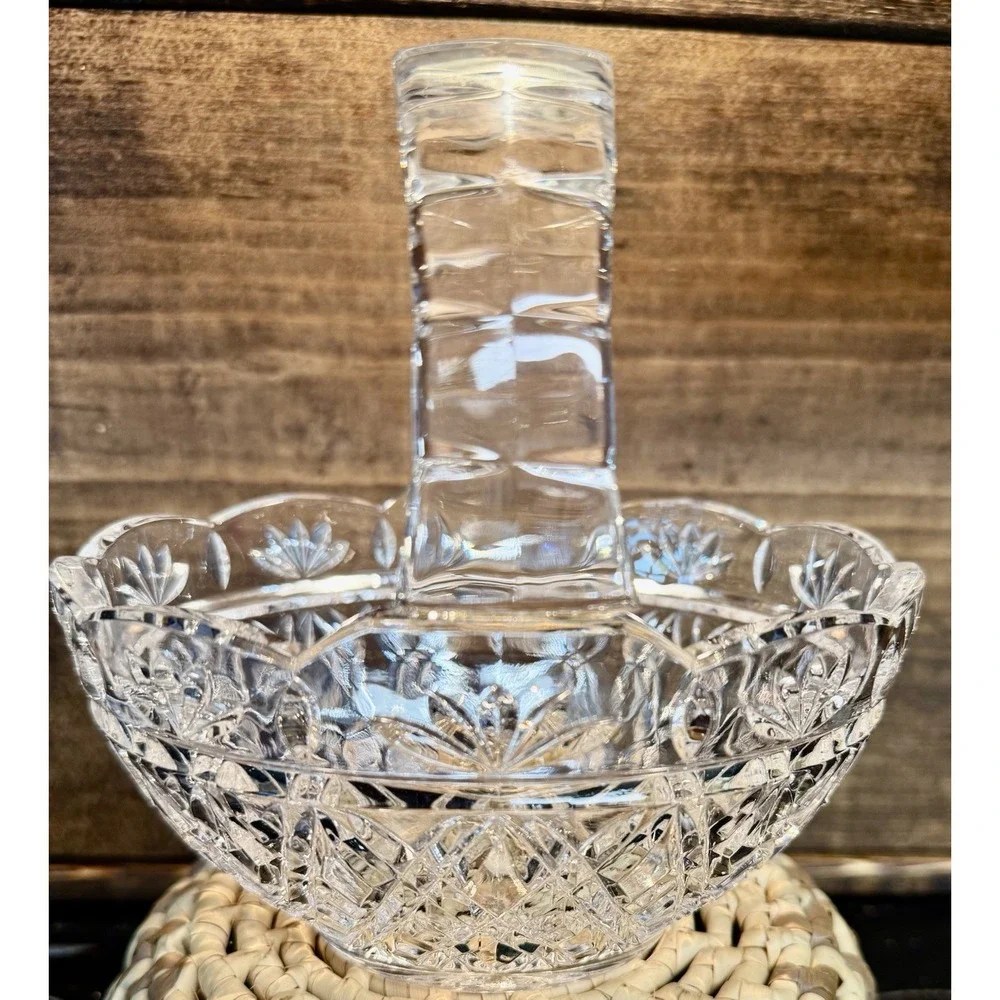 VTG Teleflora 24% Lead Crystal Clear Glass Czech Republic Floral Basket-stunning